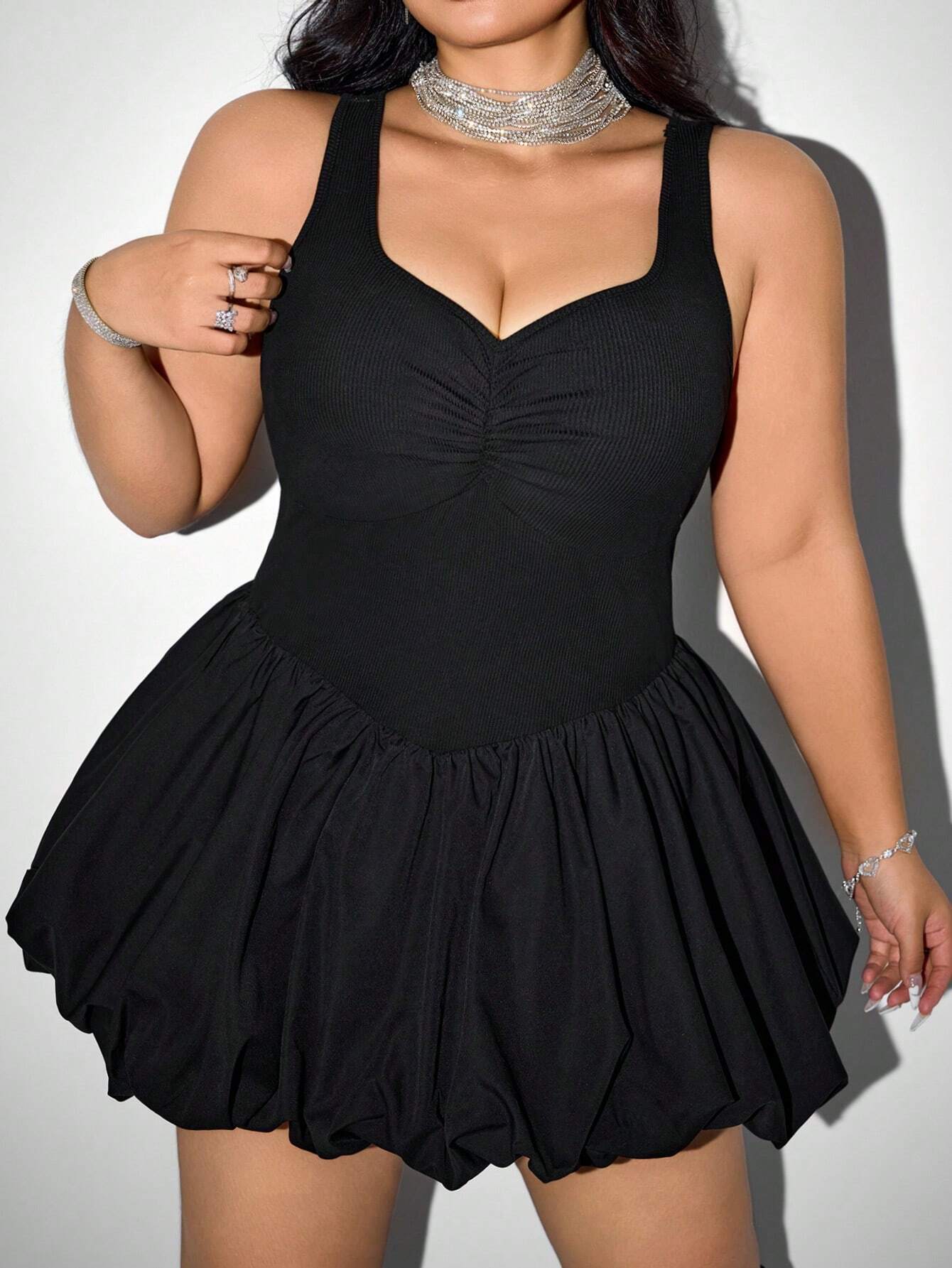 Plus Size Womens Sleeveless Square Neck Bubble Halloween Costume Party Dress